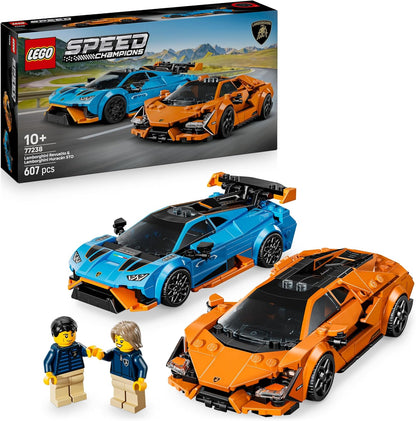 LEGO Speed Champions Lamborghini Revuelto e Huracán STO - Kit de Modelo de Carros de Corrida de Brinquedo com 2 Minifiguras de Pilotos - Presente de Aniversário para Meninos a partir de 10 Anos - 77238