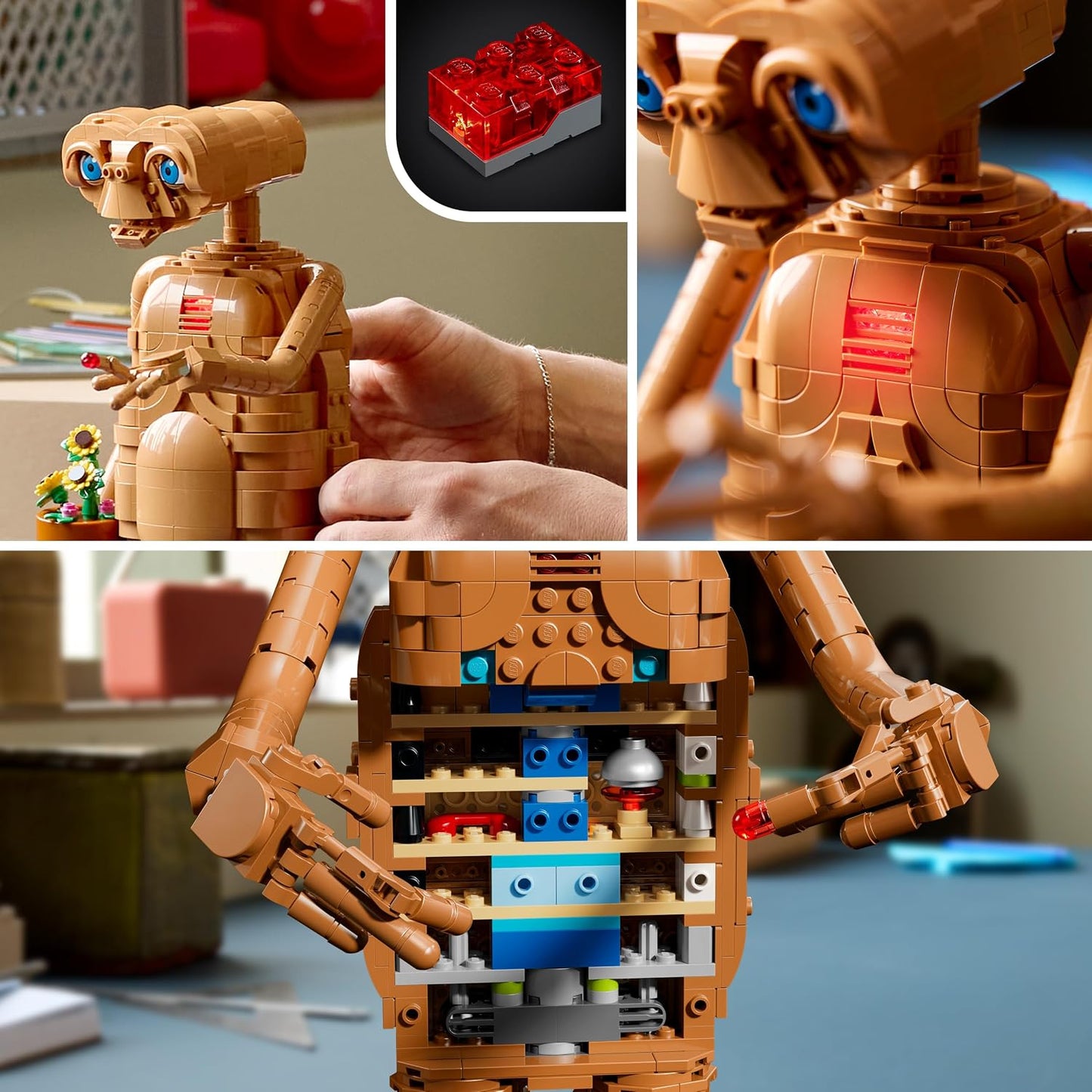 LEGO Ideas E.T. o Extraterrestre – Kit de Modelo para Adultos, inclui Figura do Alienígena, Flores Artificiais em Vaso e Peça Luminosa – Presente Nostálgico para Fãs de Filmes de Ficção Científica – 21370