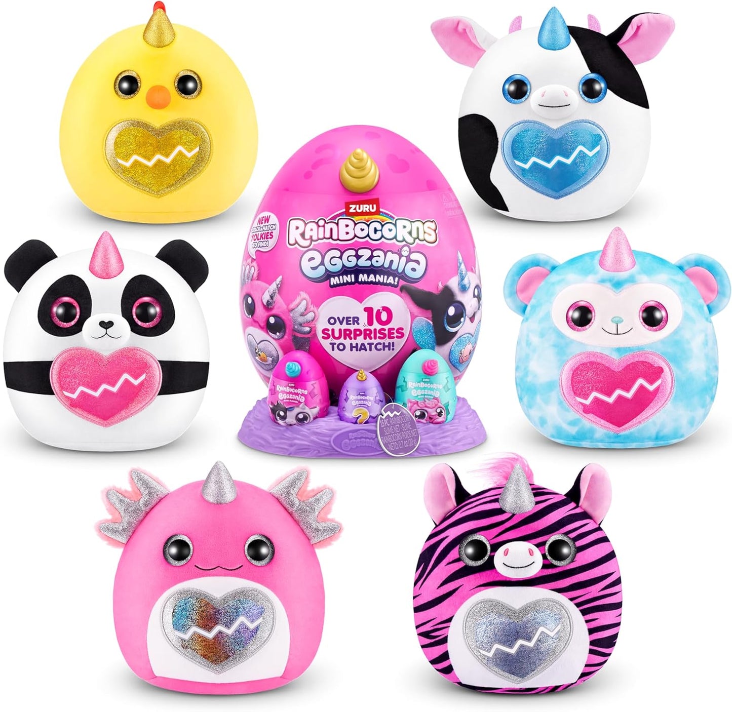 Rainbocorns ZURU Eggzania Mini Mania, Axolotl, por ZURU Plush Surprise Unboxing com brinquedo de pelúcia de animal, ideal para meninas com brincadeiras imaginárias (Axolotl)