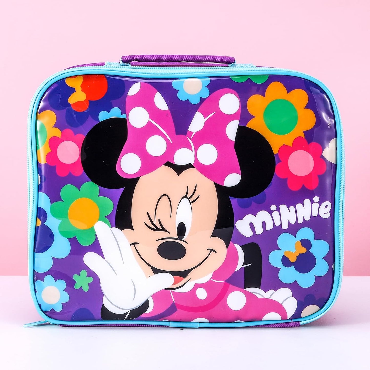 Disney Bolsa retangular isolada para lancheira Minnie Mouse para meninos e meninas, tamanho perfeito para embalar lanches quentes ou frios para escola e viagens, sem BPA