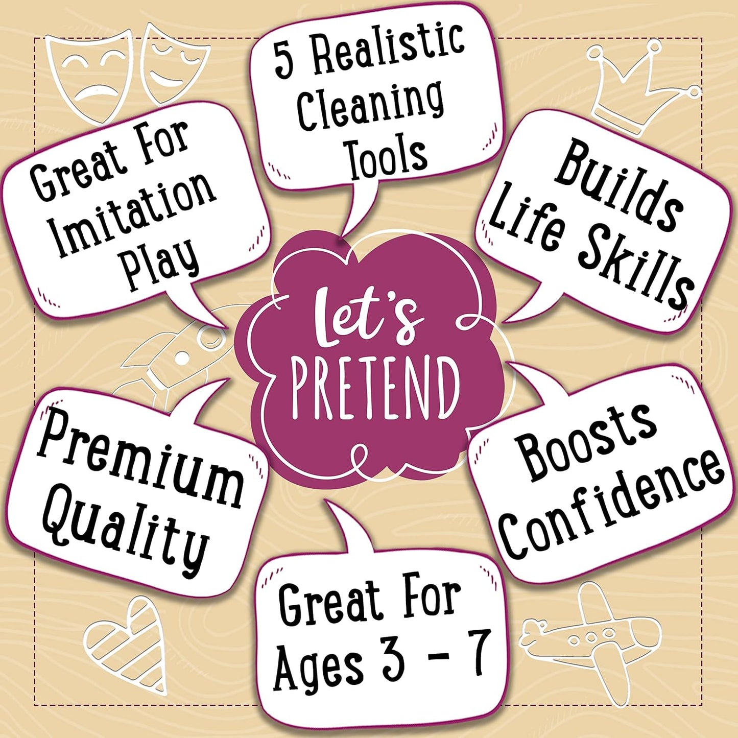 Jaques of London Conjunto de limpeza infantil | Brinquedos de madeira para crianças pequenas | Brinquedos de faz de conta | Desde 1795