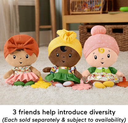 Brinquedo sensorial para bebês Fisher-Price: boneca de pelúcia com sino para bebês a partir de 6 meses. Vendido separadamente. HXK44