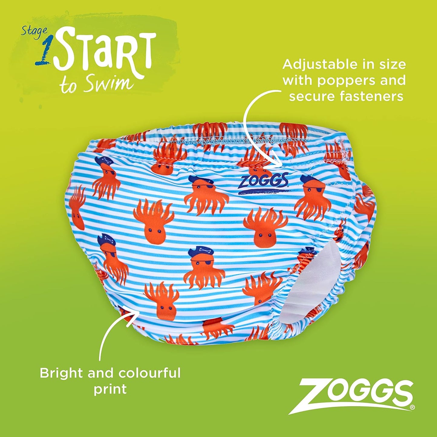 Zoggs Fralda de natação reutilizável ajustável unissex para bebê