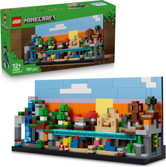 LEGO Minecraft Mini Biomas - Kit de Decoração de Quarto em Miniatura DIY - Quebra-cabeça 3D com 5 Microfiguras - Presente Gamer para Meninos, Meninas e Adolescentes a partir de 12 Anos - 21589