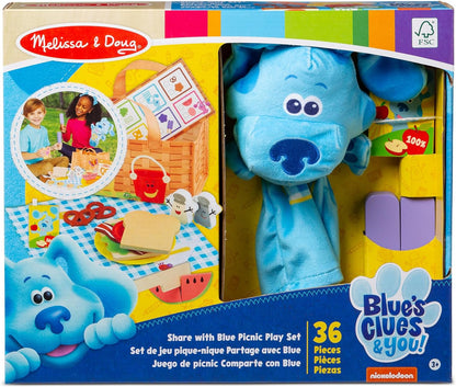 ¡Las pistas de Melissa y Doug Blue y tú! Compartir con Juego de picnic azul con marioneta de mano | Juguete de juego de rol para niños | 3 y superiores | Regalo para niños o niñas | Materiales certificados FSC