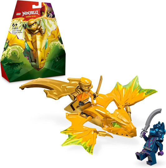 LEGO NINJAGO Arin's Rising Dragon Strike Toy, juego de figuras ninja amarillas para niños, niñas y niños a partir de 6 años, con minifigura de Arin y accesorio de espada Katana, juguetes de construcción