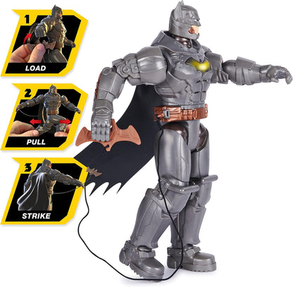 BATMAN DC Comics, Battle Strike Batman Figura de ação de 12 polegadas, mais de 20 frases e sons, brinquedos colecionáveis para crianças para meninos e meninas de 3 anos ou mais