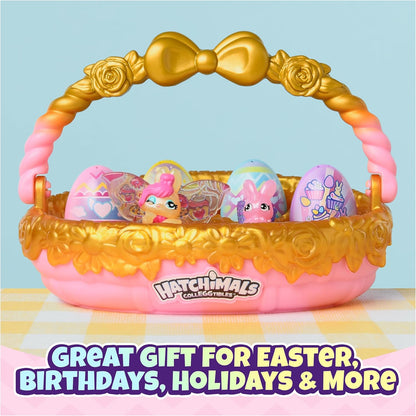 HATCHIMALS CollEGGtibles, Bunny Family Spring Basket (dourado/rosa) com 6 personagens, edição 2023, Spring Toy, brinquedos infantis para meninas a partir de 5 anos