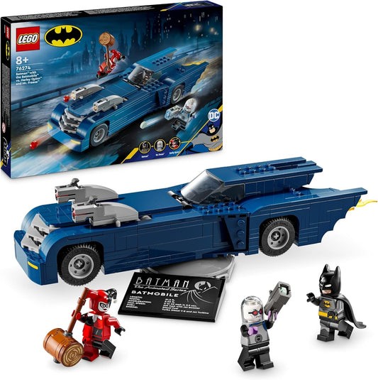 LEGO DC Batman com o Batmóvel vs. Harley Quinn e Mr. Freeze, brinquedo para carro, conjunto de veículo de super-herói, com 3 minifiguras, presente de aniversário para meninos e meninas com mais de 8 anos 76274