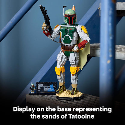 LEGO Star Wars 75455 Figura do Boba Fett – Kit de modelo para adultos, inclui armadura de Beskar, blaster e minifigura de caçador de recompensas – Decoração para prateleira ou mesa – Presente para fãs de O Retorno de Jedi