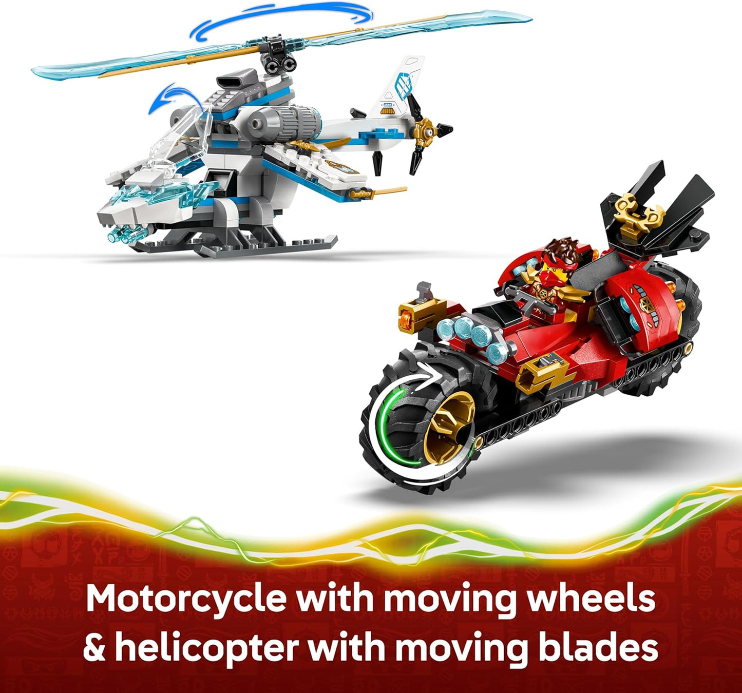 LEGO NINJAGO Batalha na Casa da Árvore com Veículos Ninja - Brinquedo de Ação com Moto, Helicóptero, 6 Minifiguras e Espadas - Presente para Meninos e Fãs a partir de 7 Anos - 71857