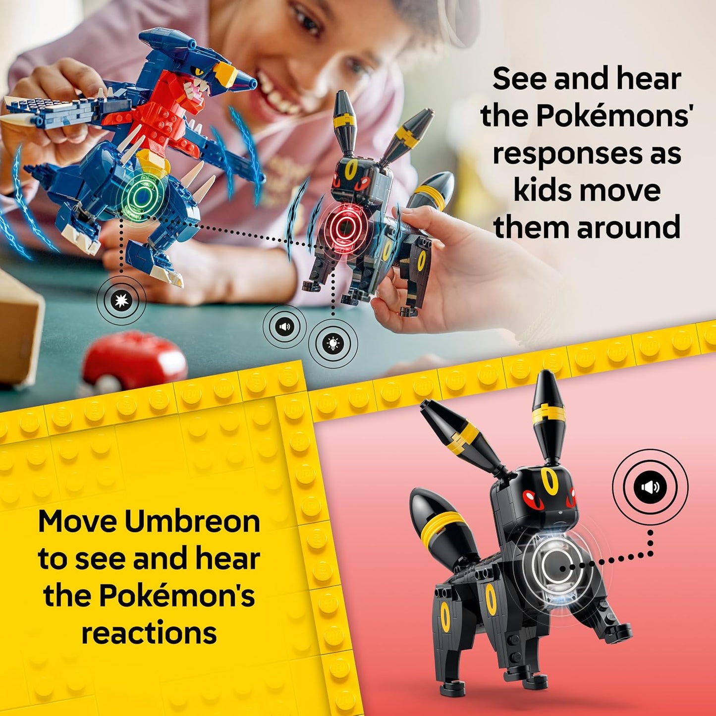 LEGO Pokémon SMART Play: Batalha de Campeonato Umbreon vs. Garchomp – Conjunto de Brinquedo Interativo Compatível, Inclui 2 Tags SMART e 2 Figuras Pokémon – Ideia de Presente para Meninos e Meninas a partir de 10 Anos – 72165