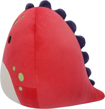 Squishmallows SQCR05399 Le Rouge 7,5 polegadas-Dolan The Red Dino com manchas verdes, multicolorido
