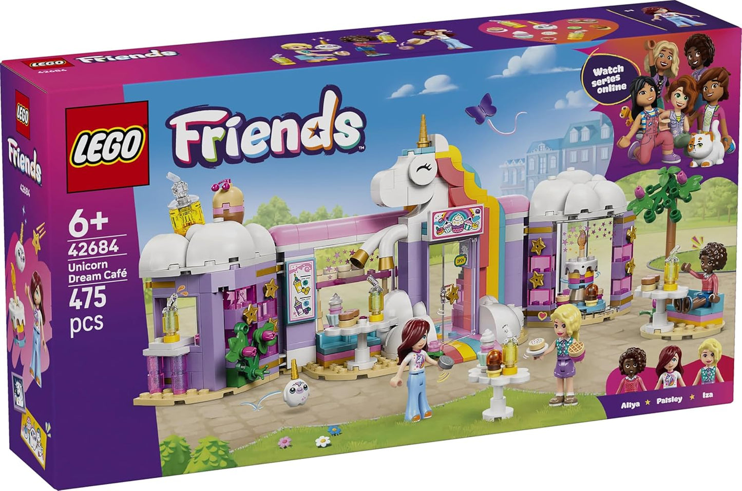 LEGO Friends Unicorn Dream Café - Confeitaria de Brinquedo com 3 Mini Bonecas, Caixa Registradora e Acessórios de Comida de Brinquedo, incluindo Cupcakes - Presente de Aniversário para Meninas a partir de 6 Anos - 42684