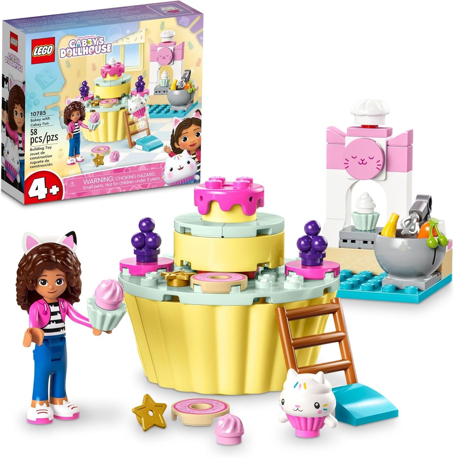 LEGO Gabby's Dollhouse Conjunto de Brinquedo de Construção Bakey with Cakey Fun 10785 para Fãs da Série de Animação DreamWorks, Cozinha de Faz de Conta, Forno e Cupcake Gigante para Decorar, Presente para Crianças a partir de 4 Anos