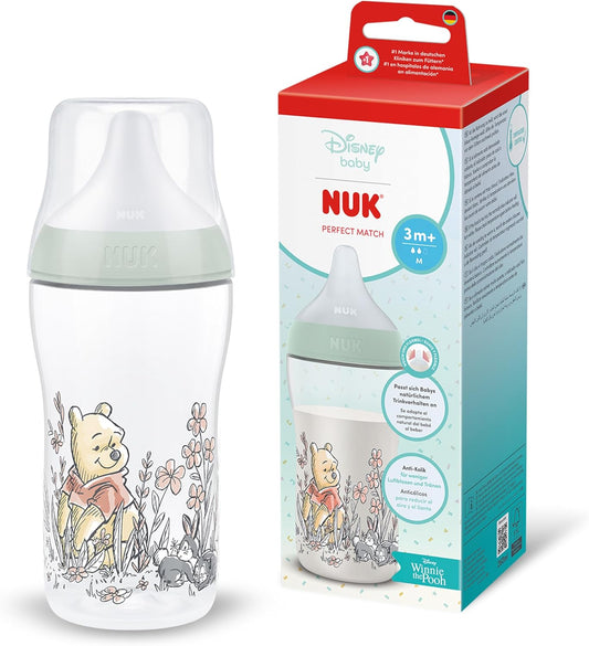 NUK Mamadeira Combinação Perfeita | 0+ meses | 260ml | Mamadeira anticólica | Polipropileno (PP) | Indicador de controle de temperatura | Ursinho Pooh | 1 unidade