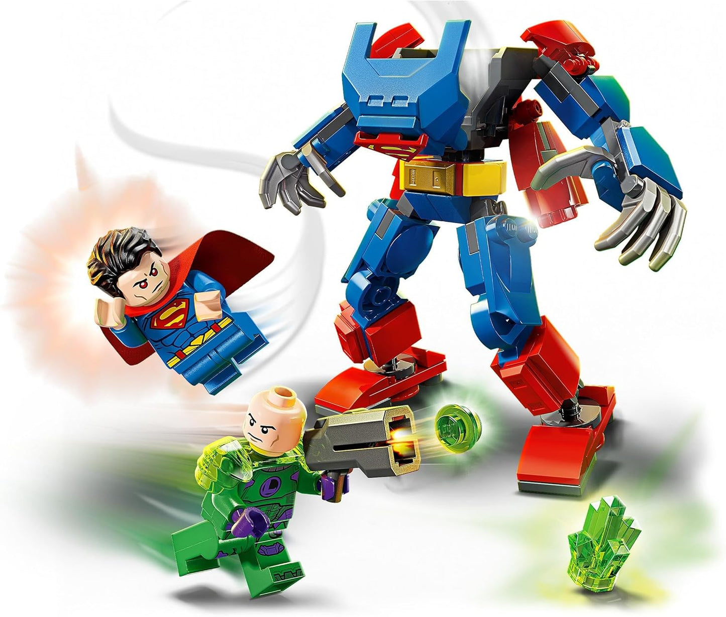 LEGO DC Superman Mech vs. Lex Luthor, brinquedo de super-heróis com 2 minifiguras, um atirador de pinos e criptonita - conjunto de figuras edificáveis - presente para meninos e meninas de 6 anos ou mais