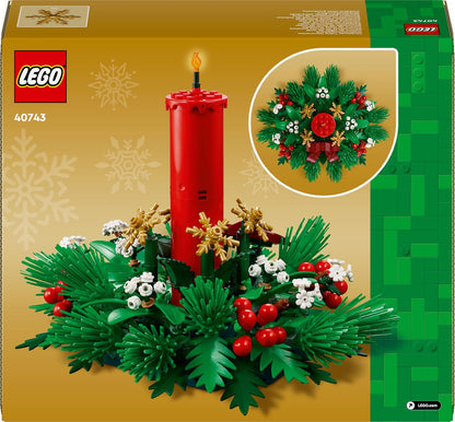 LEGO Decoração de mesa de Natal - Brinquedo decorativo com vela, frutos vermelhos, estrelas douradas e folhagem - Atividade divertida para toda a família - Presente para meninas, meninos e adolescentes a partir de 12 anos - 40743