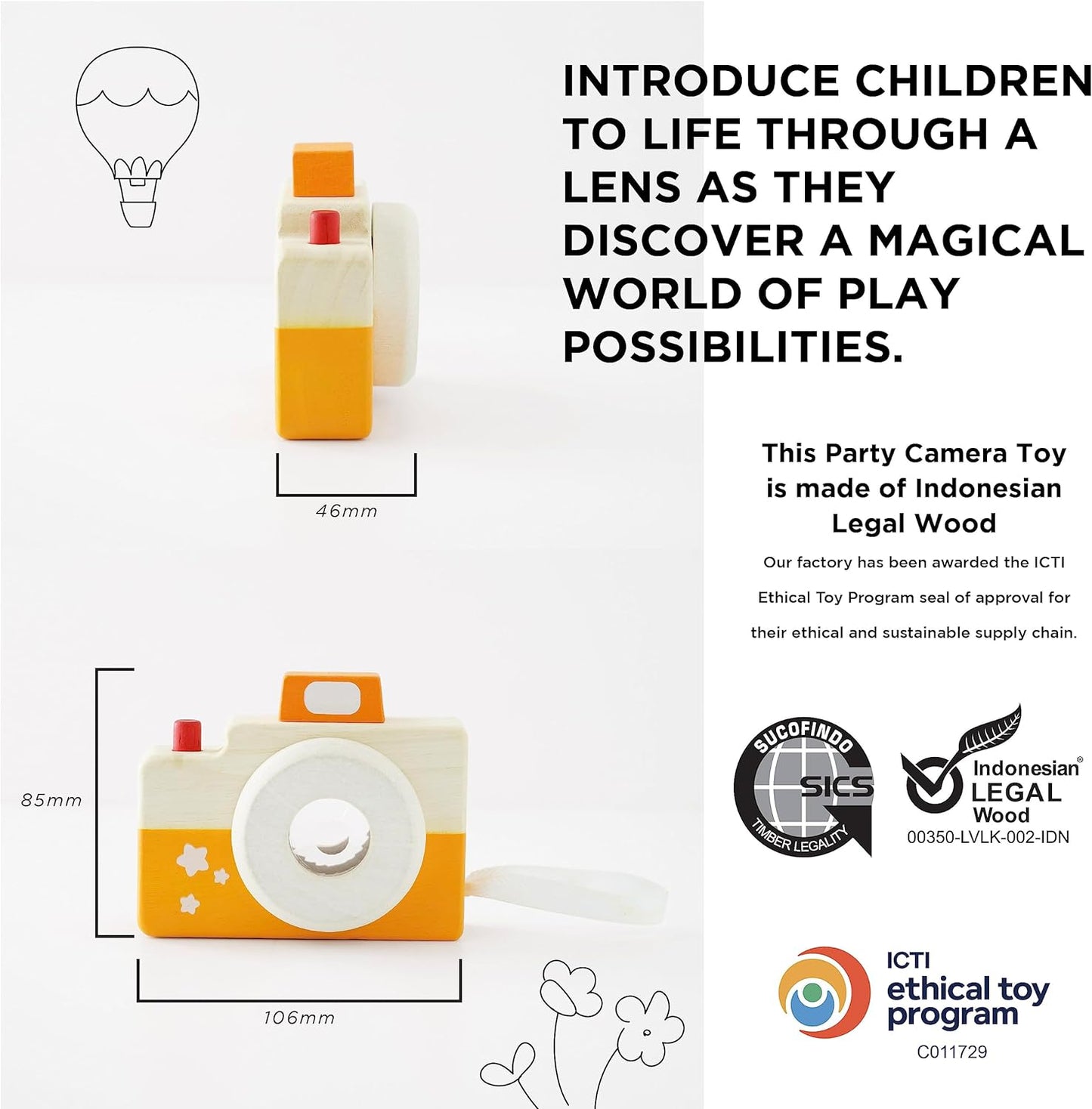 Le Toy Van - Petilou Madeira Educacional Multi-Sensorial Colorido Brinquedo de Binóculos de Madeira para Crianças e Bebês | Adequado para 18 meses +