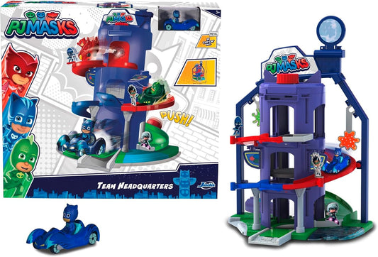 Conjunto de brinquedos Quartel-General dos PJ Masks da Dickie Toys, incluindo Catboy em seu Catcar, diversas funções, estação de atividades dos Heróis de Pijama, para crianças a partir de 3 anos.