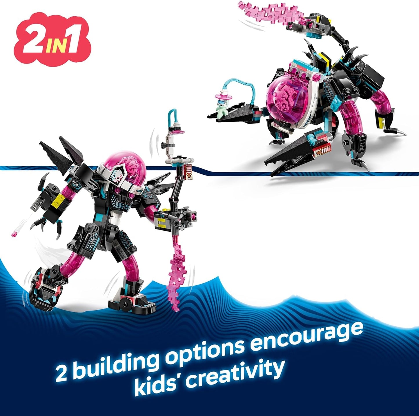 LEGO DREAMZzz 2 em 1 Mateo vs. Cyber Brain Mech - Robô modular para meninos e meninas a partir de 8 anos - Reconstrói e vira um boneco de escorpião - inclui uma minifigura e um sonhador - Ideia criativa para presente 71495