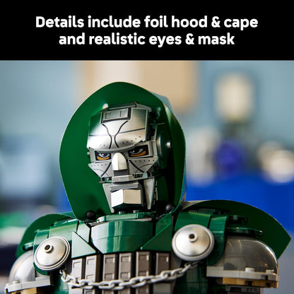 LEGO Busto do Doutor Destino da LEGO Marvel (76345) | Conjunto para adultos, modelo para exibição, inclui minifigura e placa de identificação, item de decoração para prateleiras ou ambientes, ideia de presente com o tema Vingadores, 379 peças