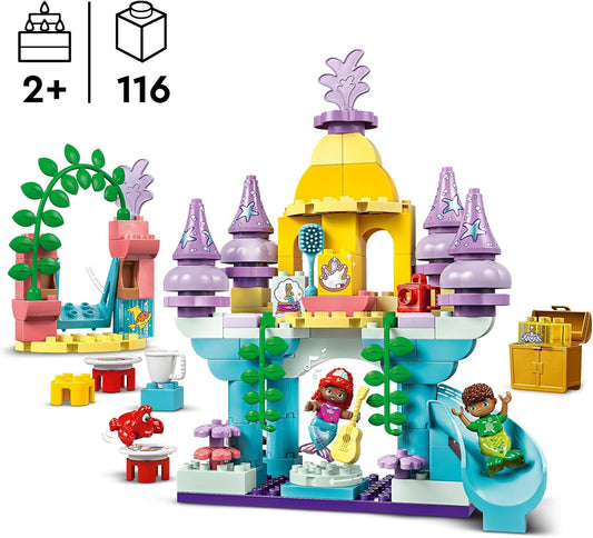 LEGO DUPLO | Palacio submarino mágico de Disney Ariel, juguete de construcción de La Sirenita para niños pequeños, niñas y niños a partir de 2 años, juego de castillo con figuras, juguetes educativos de aprendizaje, idea de regalo 10435
