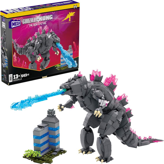 Mega Conjunto de Montar Godzilla x Kong: O Novo Império, Boneco de Ação do Godzilla com 543 Peças e Acessórios, Brinquedo para Montar e Exibir para Colecionadores Adultos, HTR78
