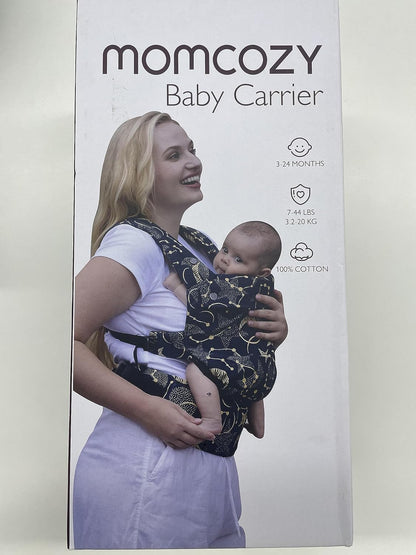 Momcozy Canguru para Bebê - Canguru de algodão puro para bebês de 3 a 24 meses, fácil de vestir, ideal para pais com as mãos livres, suporte lombar reforçado, preto