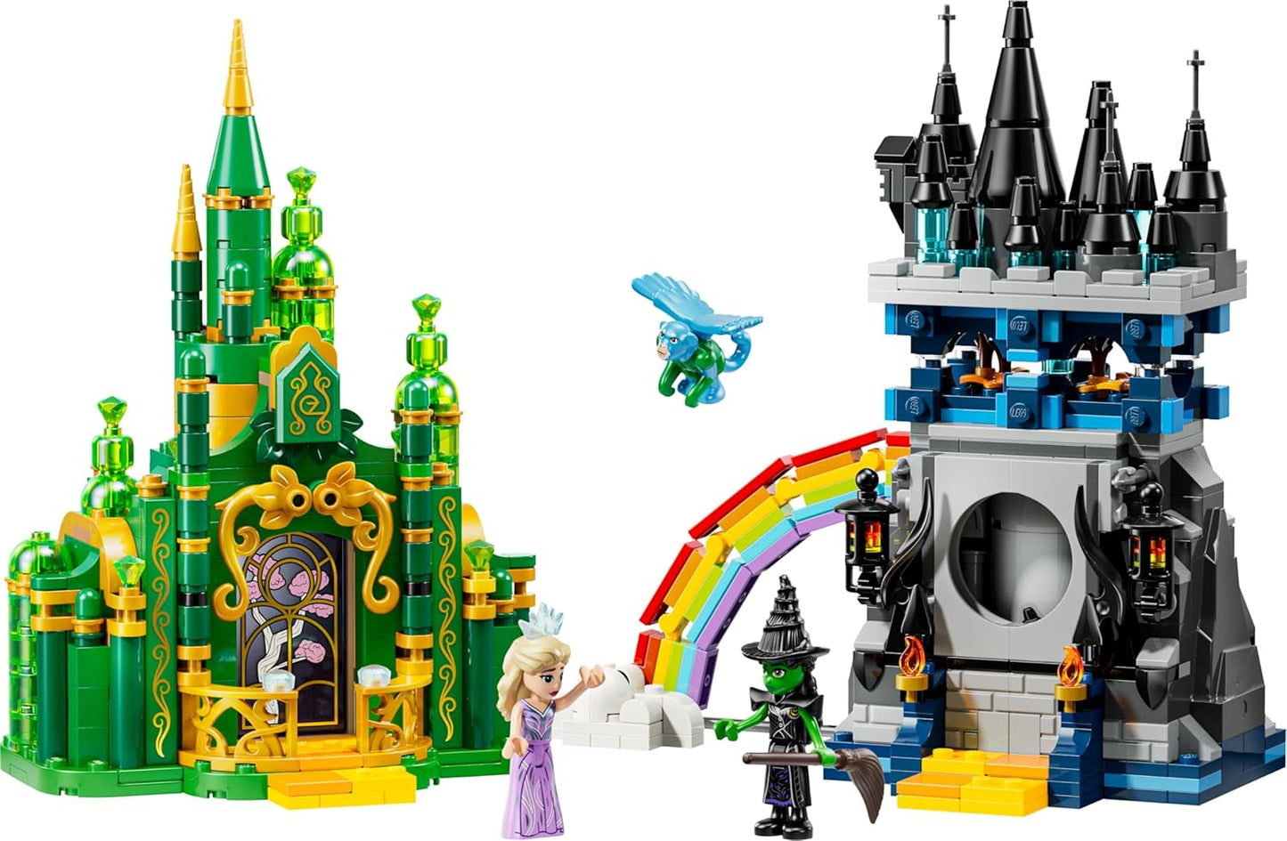 LEGO Wicked Emerald City e Castelo de Kiamo Ko - Brinquedo para Brincar e Exibir - Inclui Mini Bonecas da Elphaba e da Glinda, além de um Macaco e Acessórios - Presente para Meninas a partir de 9 Anos e Fãs do Filme - 75689