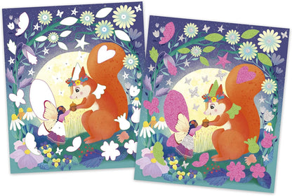 Janod - Adesivos e Areias Fosforescentes - 5 Pranchas - Tema Fadas - Kit Lazer Criativo Infantil - A partir de 6 Anos - J09174