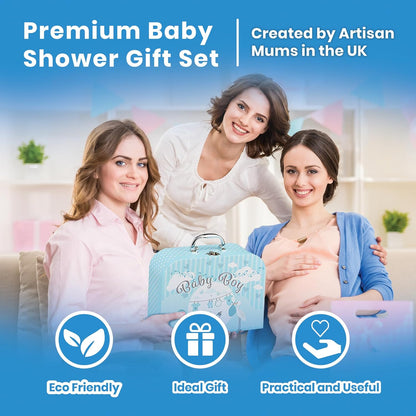 Baby Box Shop - Cesta de presentes para recém-nascidos, ursinho de pelúcia, itens essenciais e caixa de lembranças - presente ideal para chá de bebê e batizado