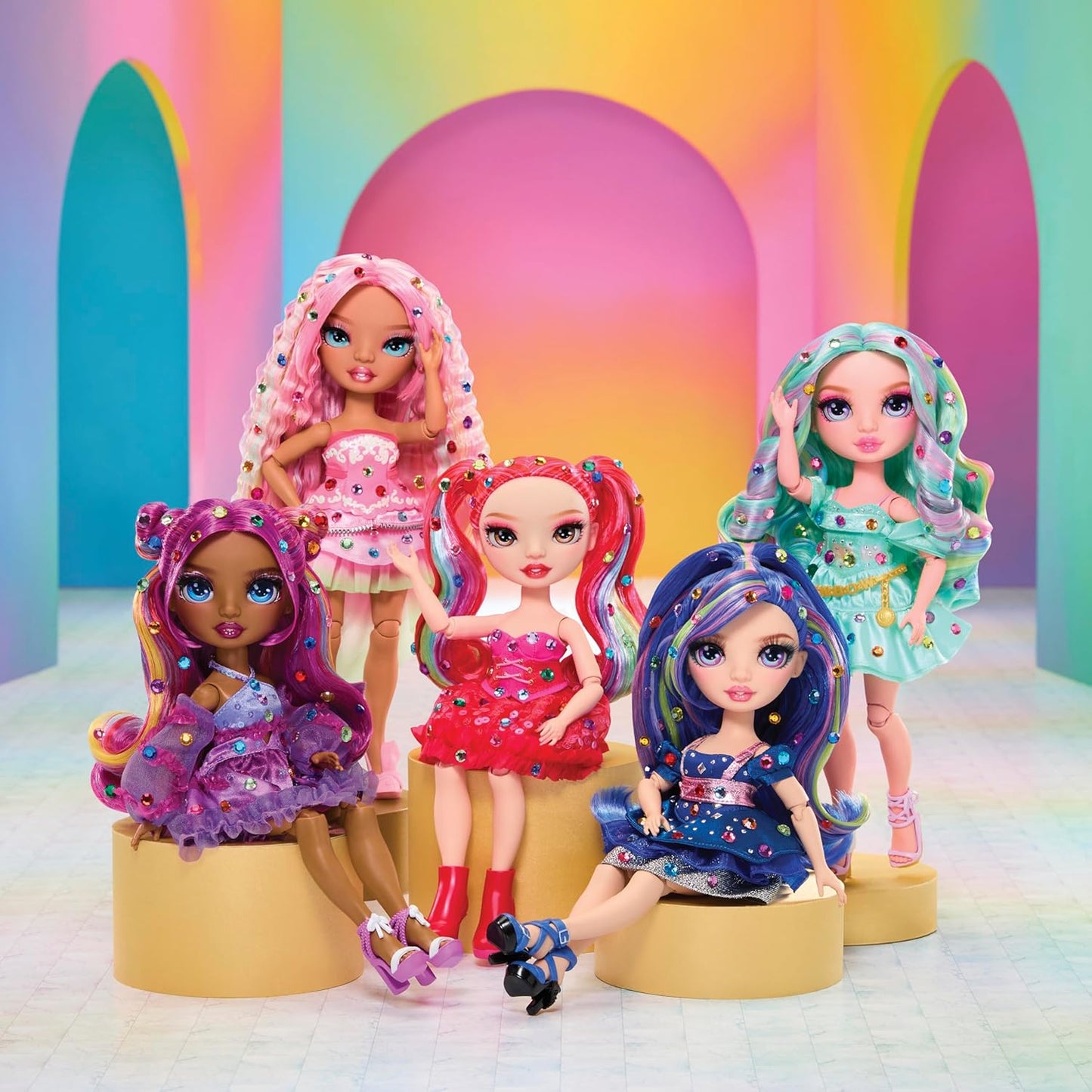 Rainbow High Be Dazzling - Vivienne Rouge - Boneca Fashion Vermelha de 28cm com Ferramenta para Aplicar Glitter, Pedras Brilhantes e Acessórios de Estilo