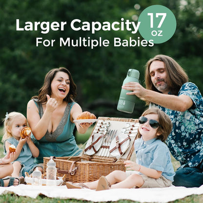 Momcozy Aquecedor de Leite Portátil  para Viagem – Modos Duplos de Aquecimento para Leite Materno e Água, Aquecedor de Mamadeira Portátil com Aquecimento Rápido, Bateria de Longa Duração, Capacidade de 500 ml e Recarga USB-C para Casa, Carro e Passeios