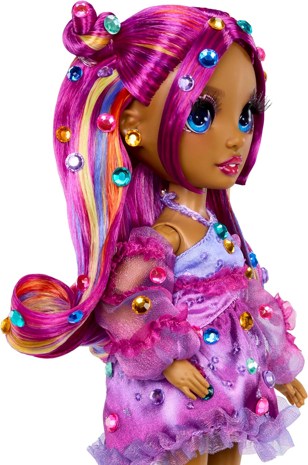 Rainbow High Be Dazzling - Noemie Violette - Boneca Fashion Roxa de 28cm com Ferramenta para Aplicar Brilho, Gemas Brilhantes e Acessórios de Estilo