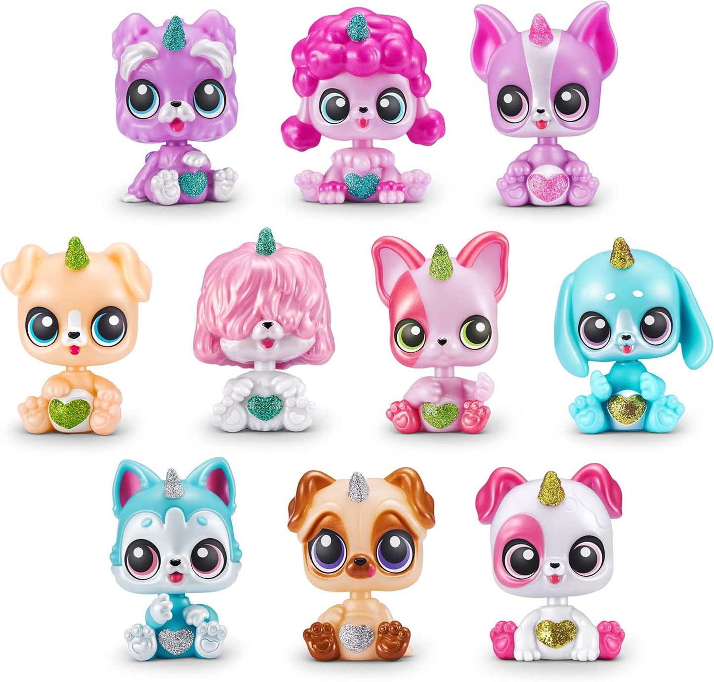 Rainbocorns Pocket Puppycorns, Brinquedo Surpresa Colecionável para Filhotes, Estatueta de Filhote em Miniatura, Brinquedo Fofo para Filhotes (Pacote com 3)