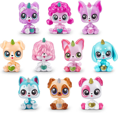 Rainbocorns Pocket Puppycorns, Brinquedo Surpresa Colecionável para Filhotes, Estatueta de Filhote em Miniatura, Brinquedo Fofo para Filhotes (Pacote com 3)