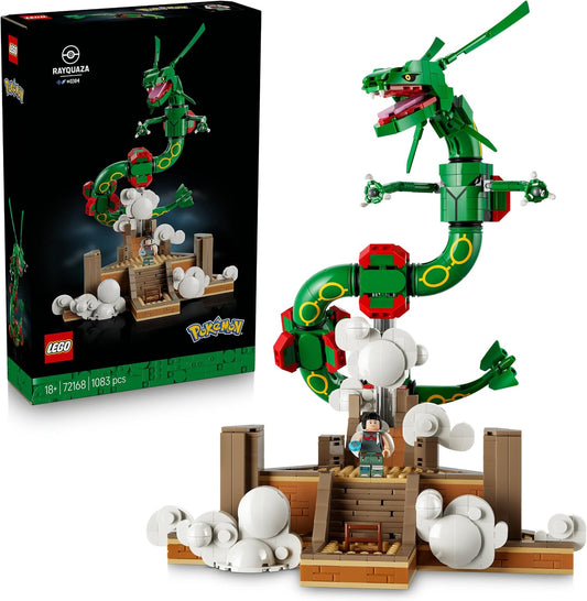 LEGO Pokémon Rayquaza – Kit de Montagem Estilo Anime para Adultos, inclui Figura de Dragão, Minifigura da Treinadora Zinnia e Ultra Ball – Decoração DIY para Quarto ou Prateleira – Ideia de Presente Colecionável para Gamers – 72168