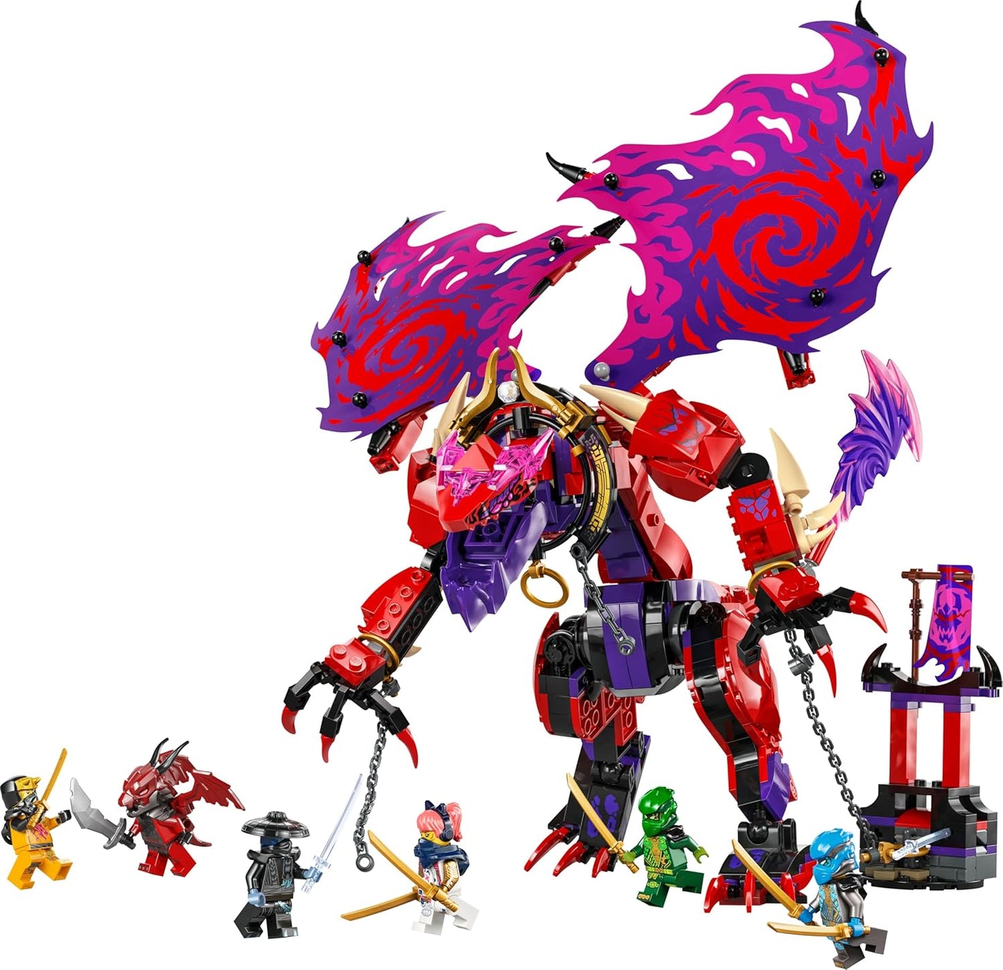 LEGO NINJAGO Dragão Presa Trovejante do Caos - Conjunto de Construção com 6 Minifiguras Ninja e uma Figura de Dragão - Presente para Meninos e Meninas a partir de 8 Anos e Fãs de Dragões - Presente de Natal - 71832