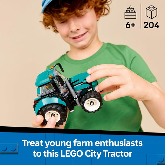 LEGO City Trator de Brinquedo - Kit de Construção de Modelo de Veículo Agrícola com Minifigura de Fazendeiro - Ideia de Presente de Aniversário para Meninos a partir de 6 Anos e Fãs de Engenharia - 60498