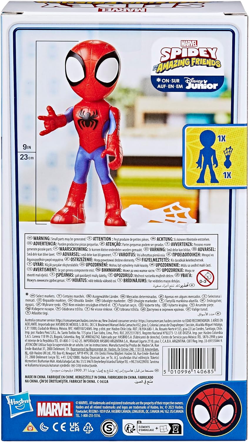 Marvel Figura de Ação Spidey e Sua Equipe Espetacular – Spidey em Tamanho Gigante (22,5 cm) – Brinquedo de Super-Herói Pré-Escolar para Crianças a Partir de 3 Anos