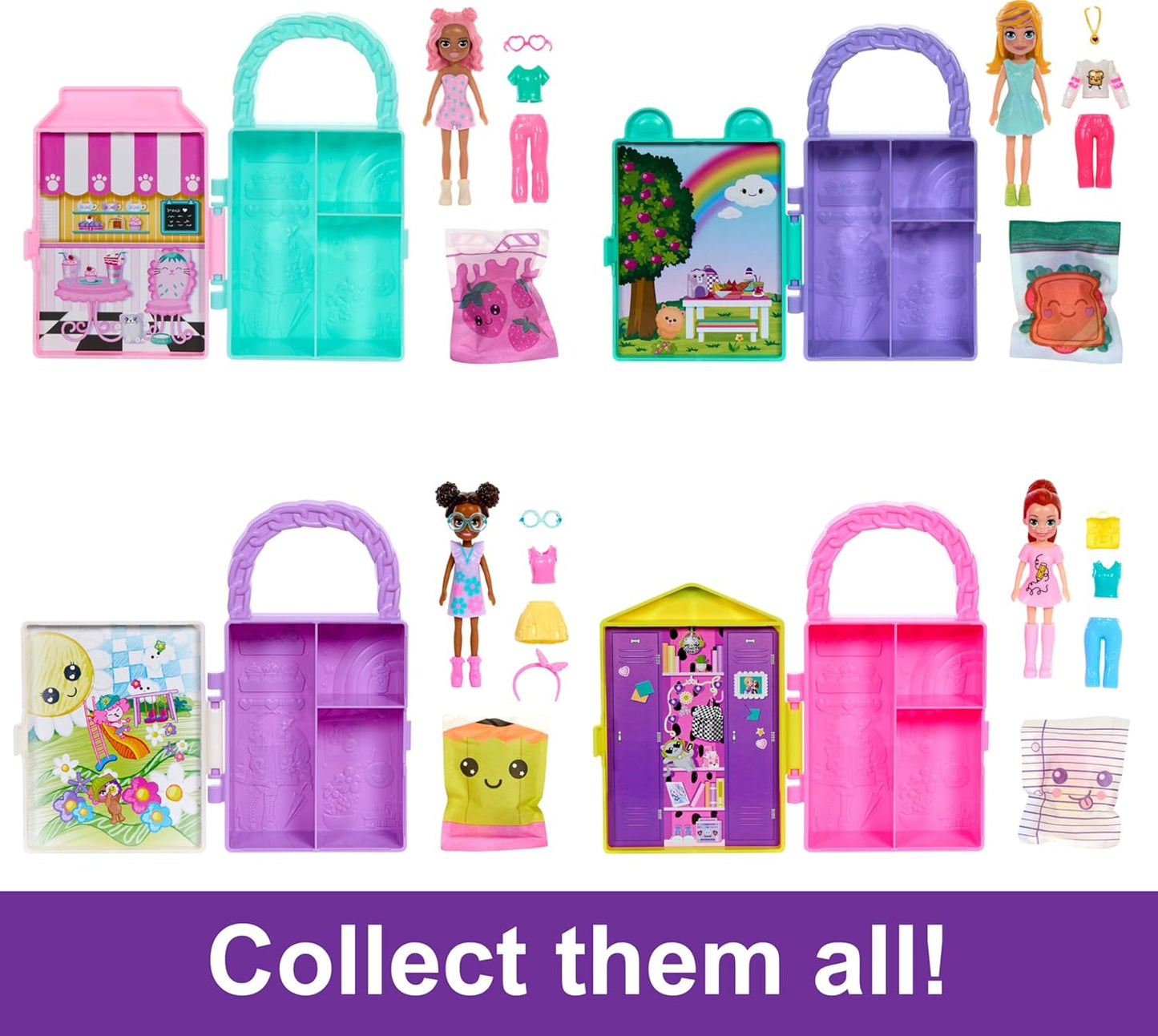 Polly Pocket Conjunto de guarda-roupa Fashion Reveal para meninas de 4 anos ou mais