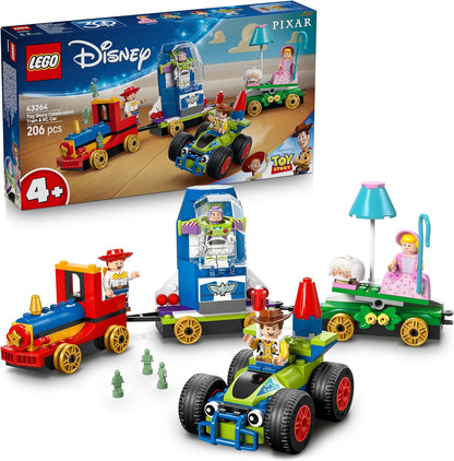 LEGO ǀ Disney e Pixar Toy Story Celebration Trem e Carro RC Conjunto de Construção de Brinquedo com Minifiguras Woody, Buzz Lightyear, Jessie e Bo Peep - Presente de Aniversário para Meninos e Meninas a partir de 4 Anos - 43264