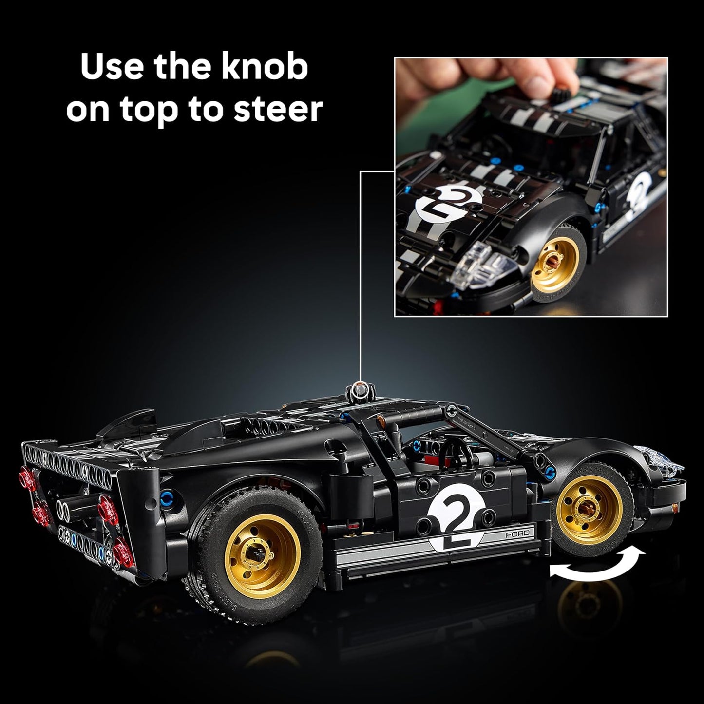 LEGO Technic 1966 Ford GT40 MKII Carro de Corrida - Kit de Modelo Colecionável para Adultos - Conjunto de Engenharia com Motor V8, Detalhes Incríveis e Pintura Exclusiva - Presente para Fãs de Automobilismo - 42223