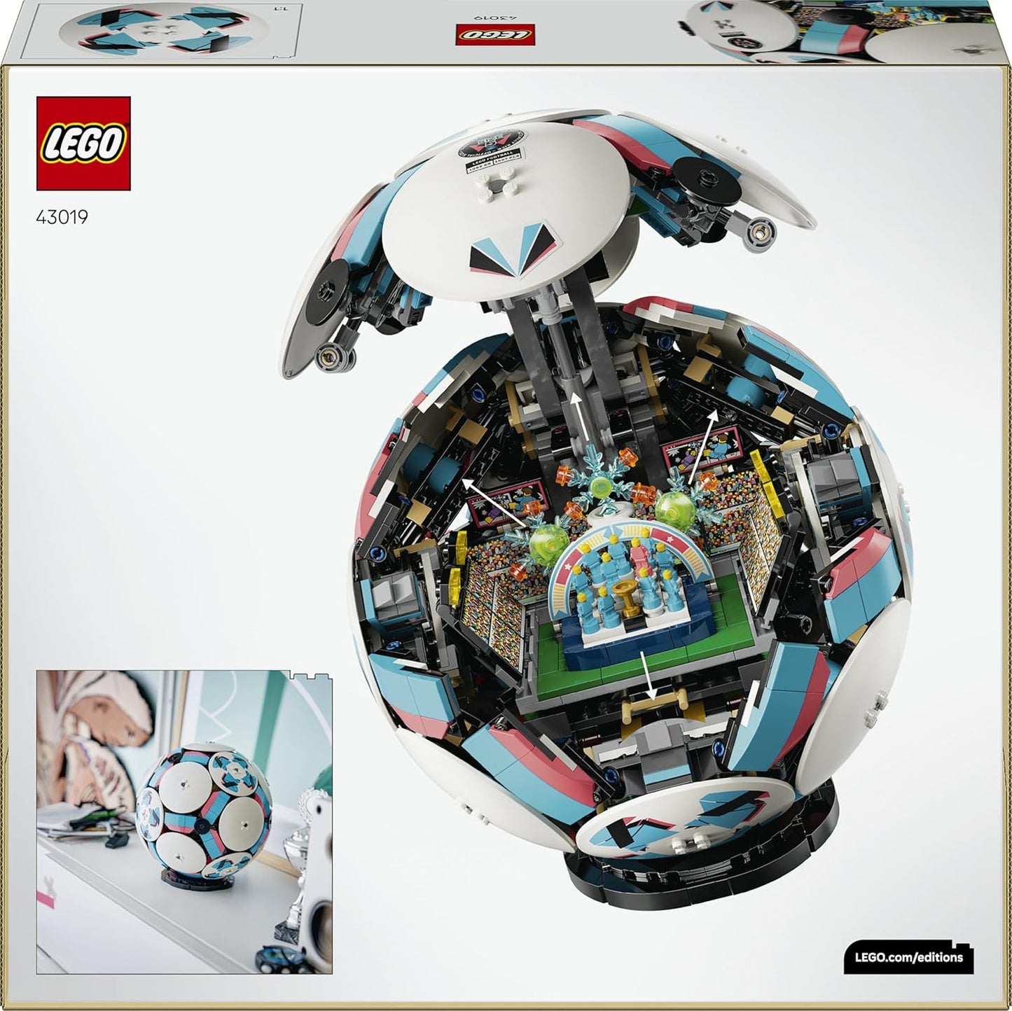 LEGO Football – Kit de Modelo de Exibição 3D com Estádio em Miniatura Interativo – Presente de Aniversário para Meninos, Meninas e Adultos Fãs de Esportes (10+ anos) – 43019