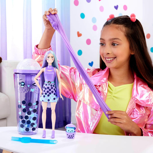 Barbie Pop Reveal Bubble Tea Series Muñeca y accesorios con muñeca de moda y mascota, 8 sorpresas incluyen cambio de color, vaso de almacenamiento (el estilo puede variar), HTJ19