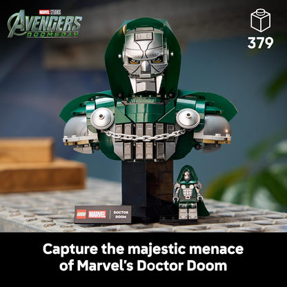 LEGO Busto do Doutor Destino da LEGO Marvel (76345) | Conjunto para adultos, modelo para exibição, inclui minifigura e placa de identificação, item de decoração para prateleiras ou ambientes, ideia de presente com o tema Vingadores, 379 peças