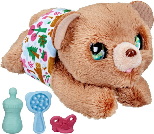 Hasbro furReal Newborns Bears, Peluche Animatrónico Interactivo con Efectos de Sonido, Cierra los Ojos, Edades 4 en adelante, F4158, Multicolor