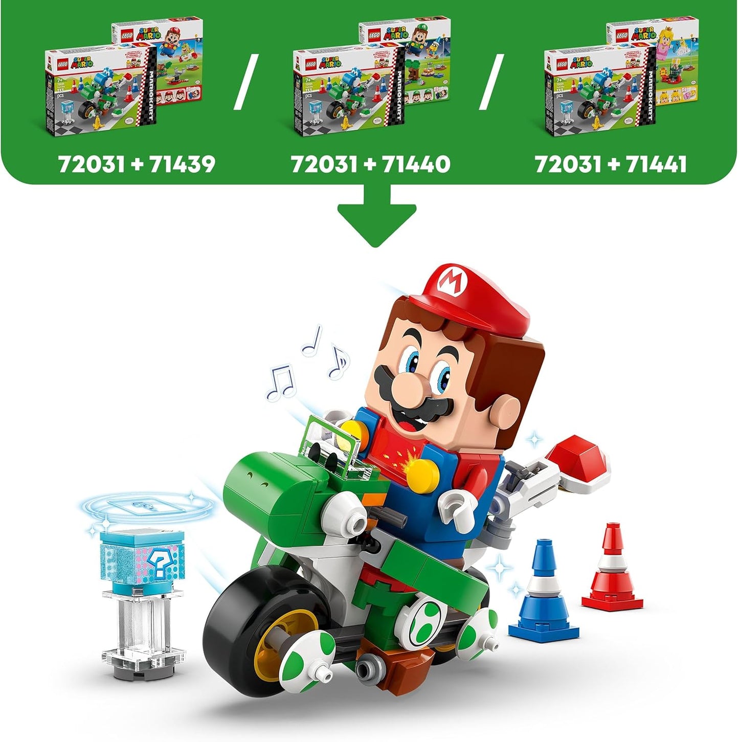 LEGO Super Mario: Mario Kart – Yoshi Bike Set, brinquedo de construção para meninos e meninas de 7 anos ou mais, com figura de personagem para jogo independente, ideia de presente de aniversário para jogadores