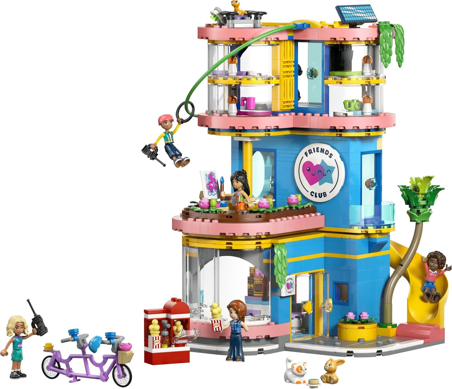 LEGO Friends Heartlake City Friends Club House Brinquedo - Conjunto em Miniatura com 5 Mini Bonecas, 3 Figuras de Animais de Estimação, incluindo Gato de Brinquedo, e Acessórios - Presente de Aniversário para Meninas a partir de 8 Anos - 42689
